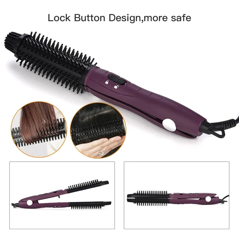 Hair Straightener And Curler Brush Iron