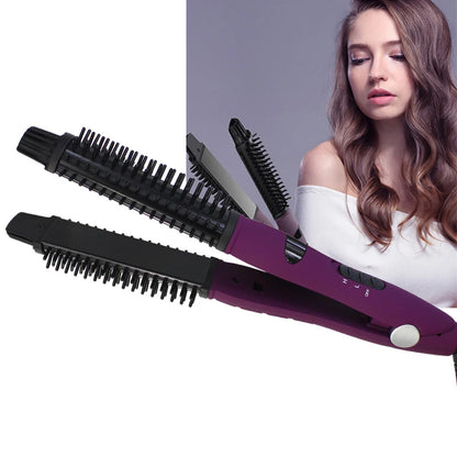 Hair Straightener And Curler Brush Iron